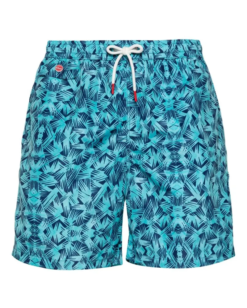 Kiton Badeshorts mit Logo-Stickerei Blau