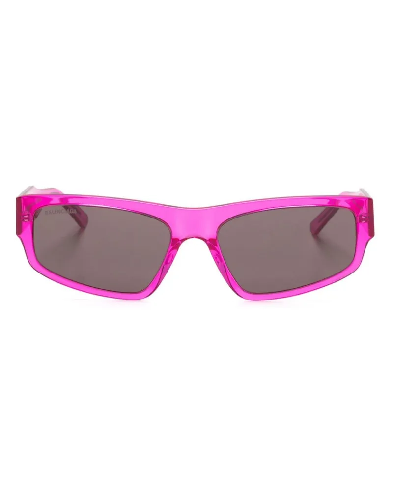 Balenciaga Eckige Sonnenbrille mit Logo-Print - Rosa Rosa