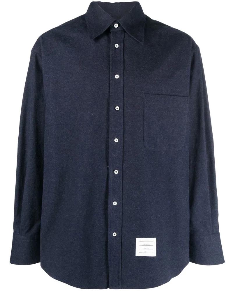 Thom Browne Hemd mit Logo-Patch - Blau Blau
