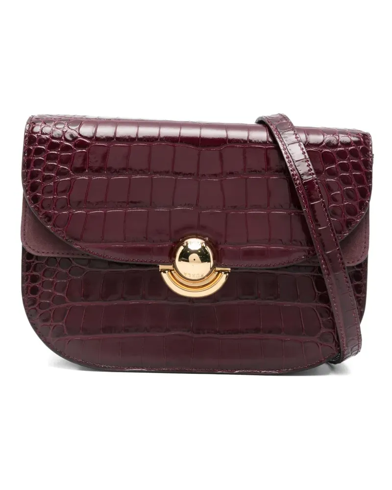 Furla Sfera Schultertasche mit Kroko-Effekt - Rot Rot