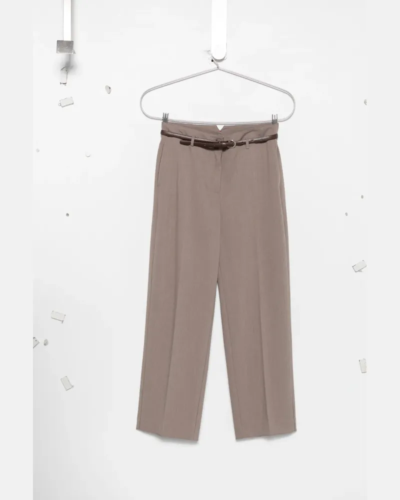 SOLOTRE belted pressed-crease trousers - Grau Grau