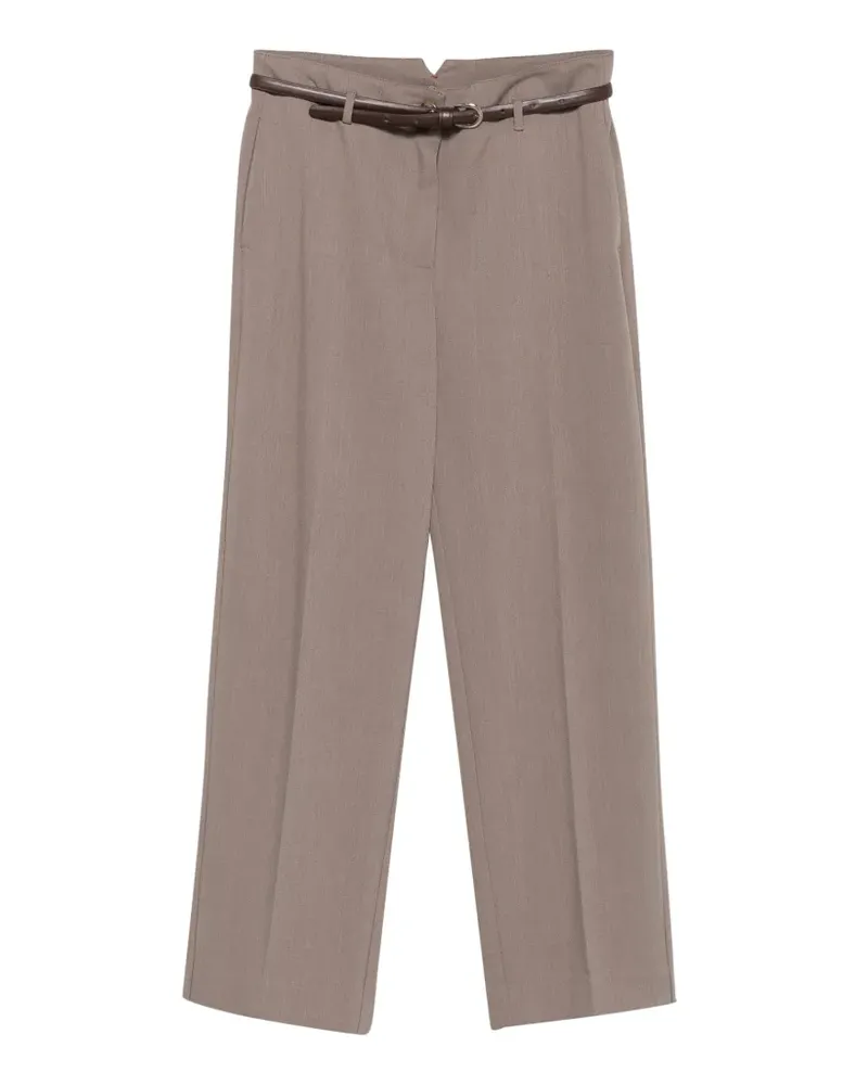 SOLOTRE belted pressed-crease trousers - Grau Grau