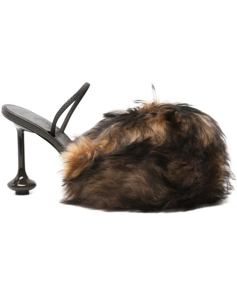 Loewe 90mm braided-strap fur sandals - Braun Braun
