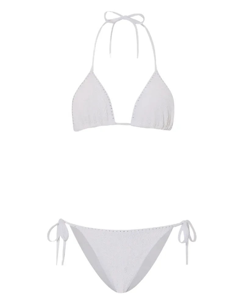 Hunza G Bikini mit Kristallen - Weiß Weiß