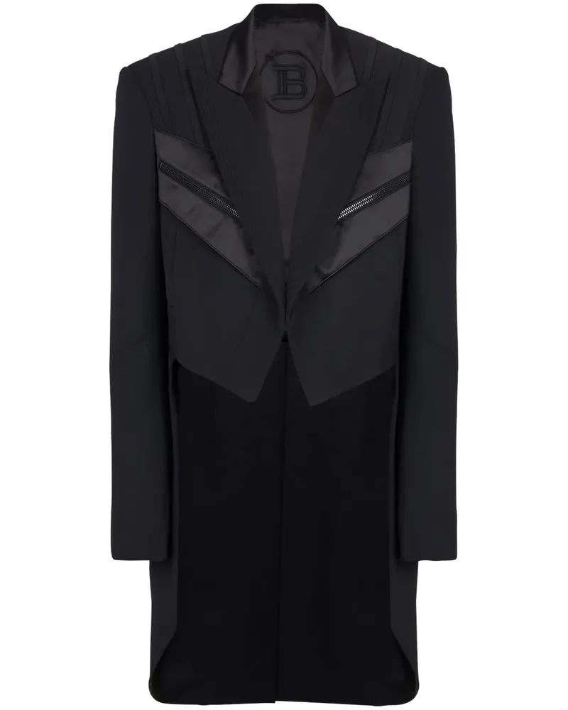 Balmain Einreihiger Mantel - Schwarz Schwarz