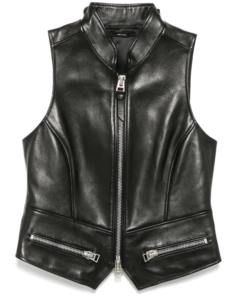 Tom Ford Weste aus Leder - Schwarz Schwarz