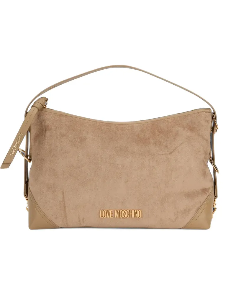 Moschino Schultertasche mit Logo-Applikation - Nude Nude