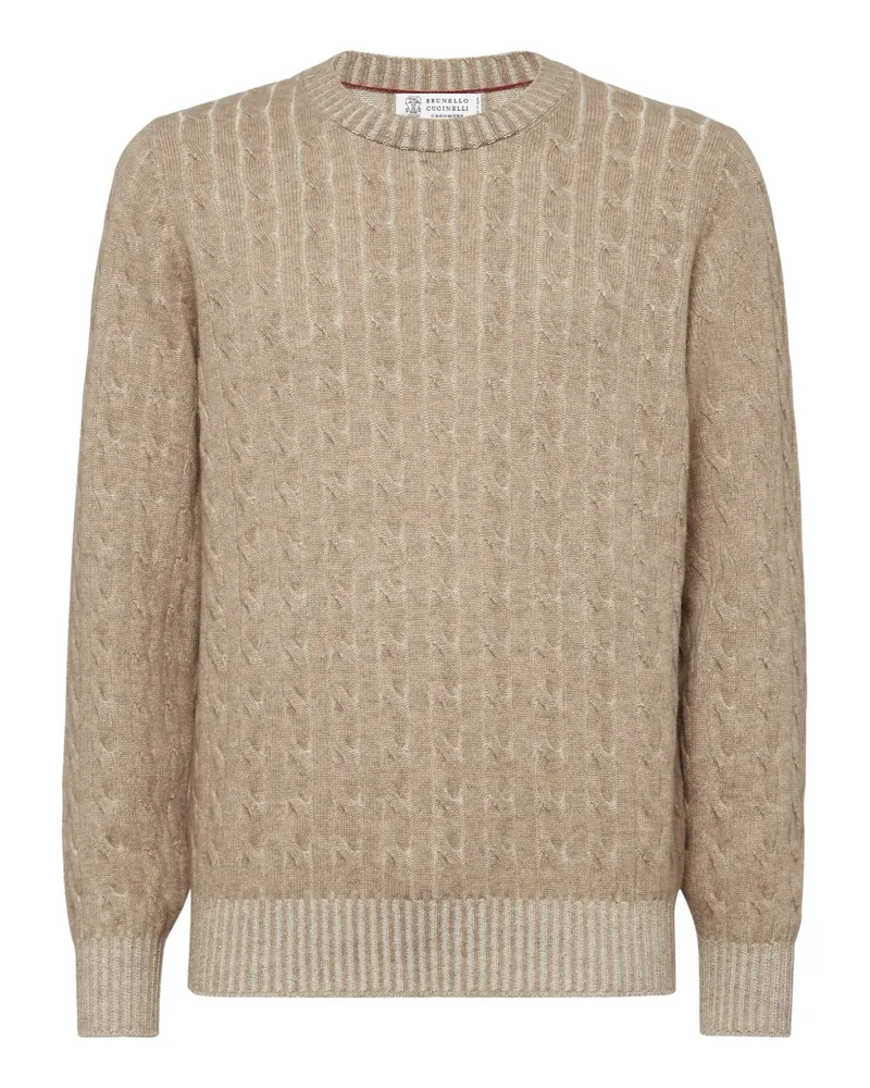 Brunello Cucinelli Kaschmirpullover mit Zopfmuster - Nude Nude