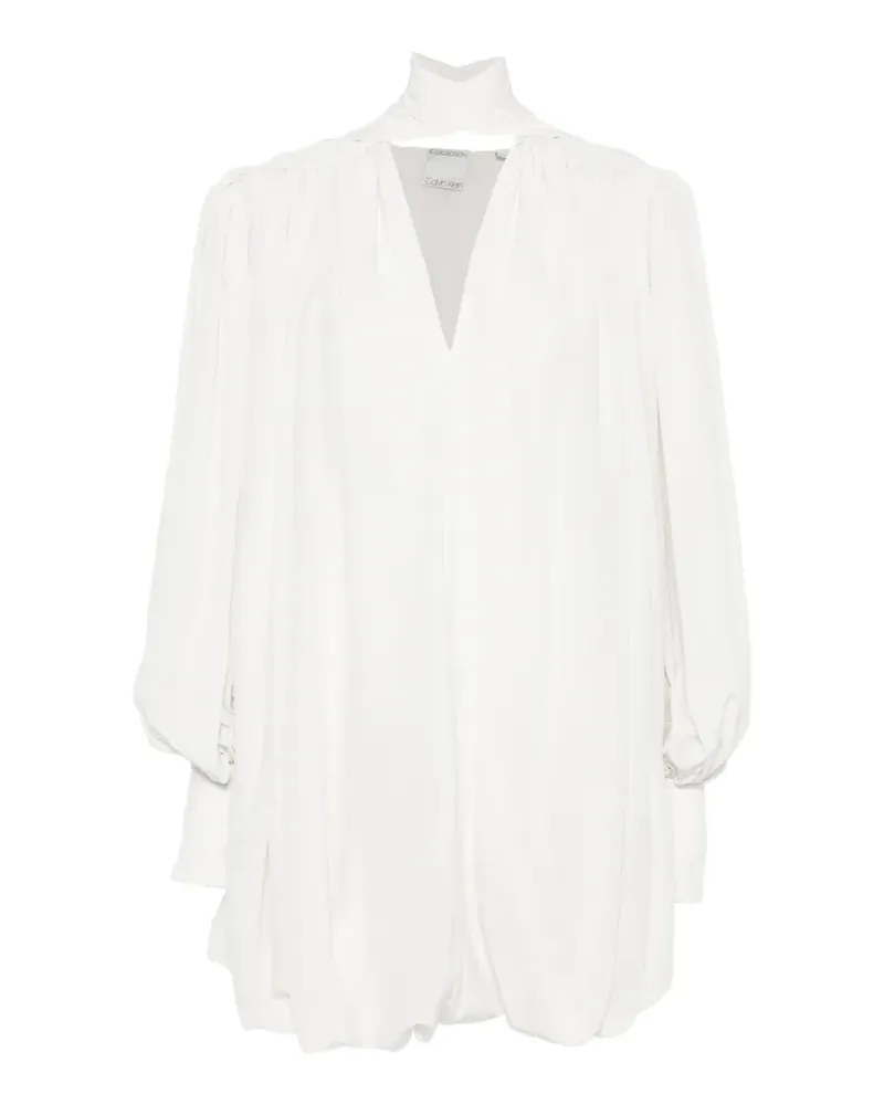 Calvin Klein mini Allegra pleated-bubble dress - Weiß Weiß