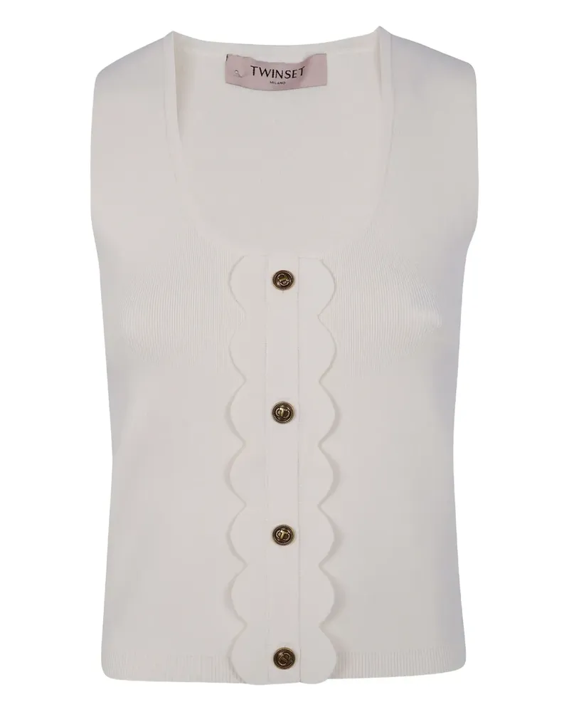 Twin-Set scalloped-detail ribbed top - Weiß Weiß