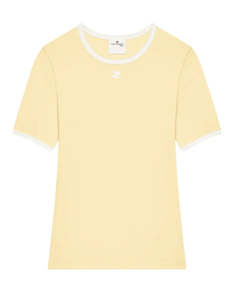Courrèges T-Shirt mit Logo-Stickerei - Gelb Gelb