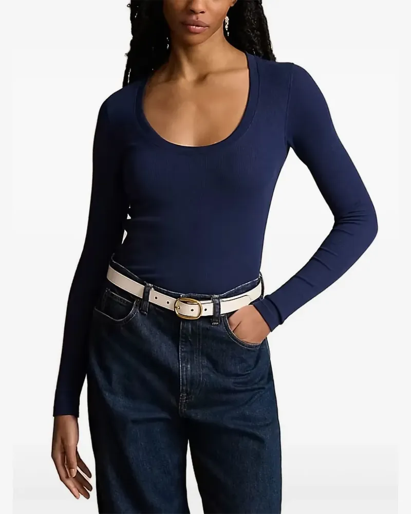 Ralph Lauren Langarmshirt mit U-Ausschnitt - Blau Blau