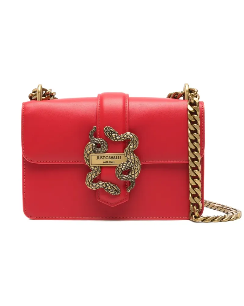 Just Cavalli Schultertasche mit Schlangen-Schnalle - Rot Rot