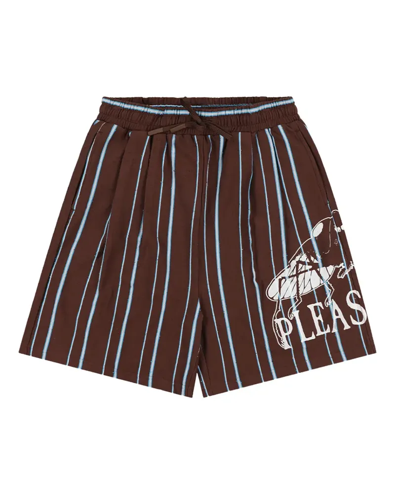 PLEASURES Teleport stripe-print shorts - Braun Braun