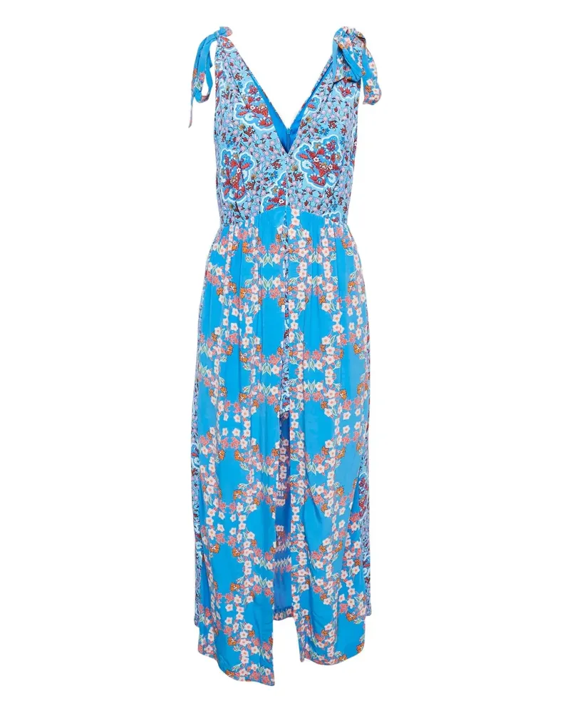 Sandro 2024 Kreppkleid mit Blumen - Blau Blau