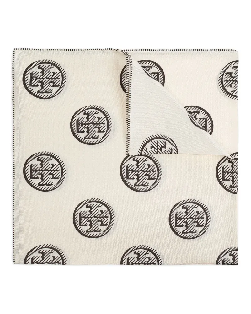 Tory Burch Seidenschal mit Logo-Print - Nude Nude