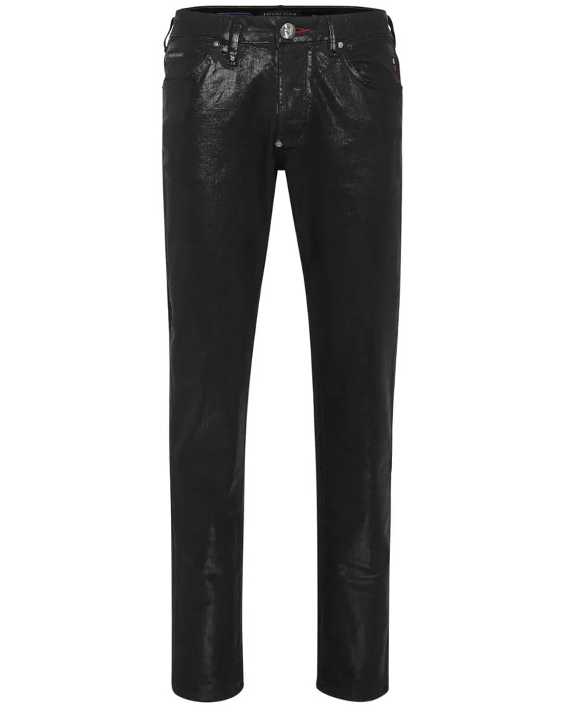 Philipp Plein Beschichtete Straight-Leg-Jeans - Schwarz Schwarz