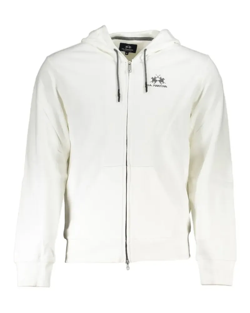 La Martina logo-embroidered zip-up cotton hoodie - Weiß Weiß