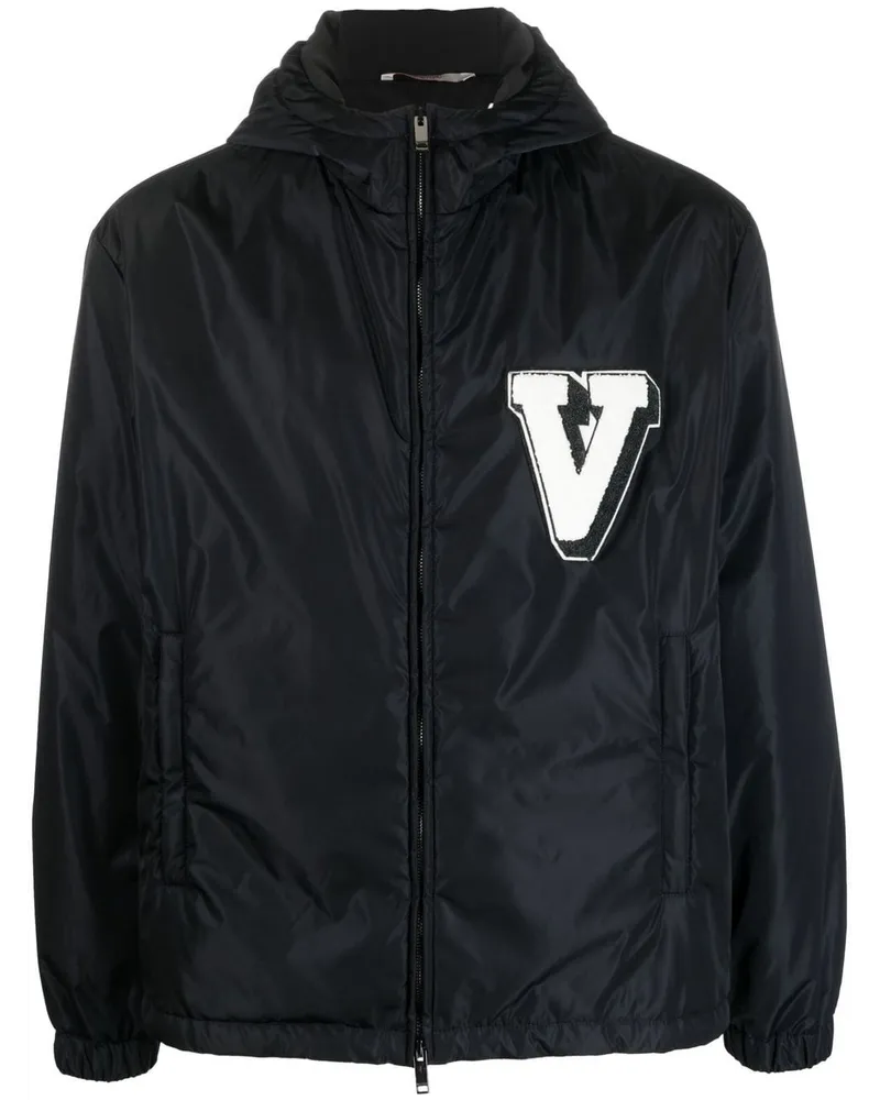 Valentino Garavani Kapuzenjacke mit Logo-Patch - Blau Blau