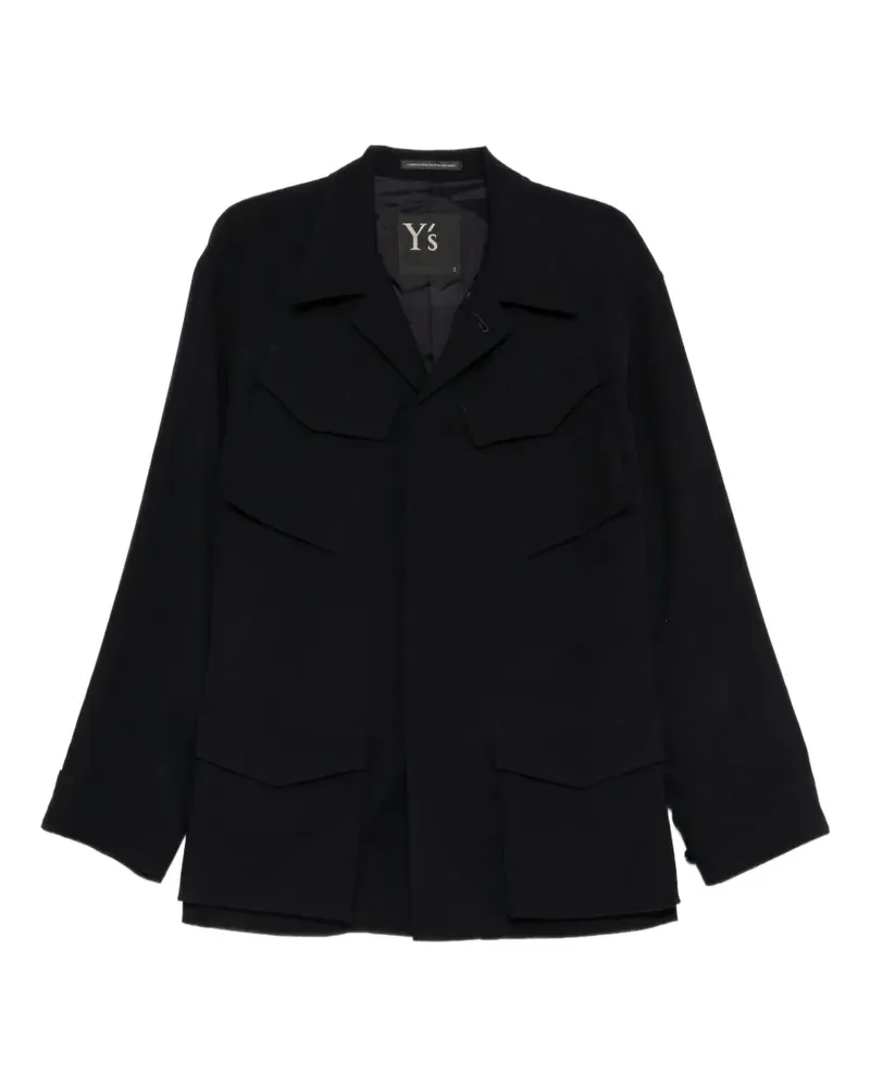 Yohji Yamamoto Jacke aus Wollgabardine mit vier Taschen - Schwarz Schwarz