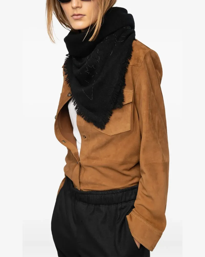 Zadig & Voltaire Stevie Strass fringed scarf - Schwarz Schwarz