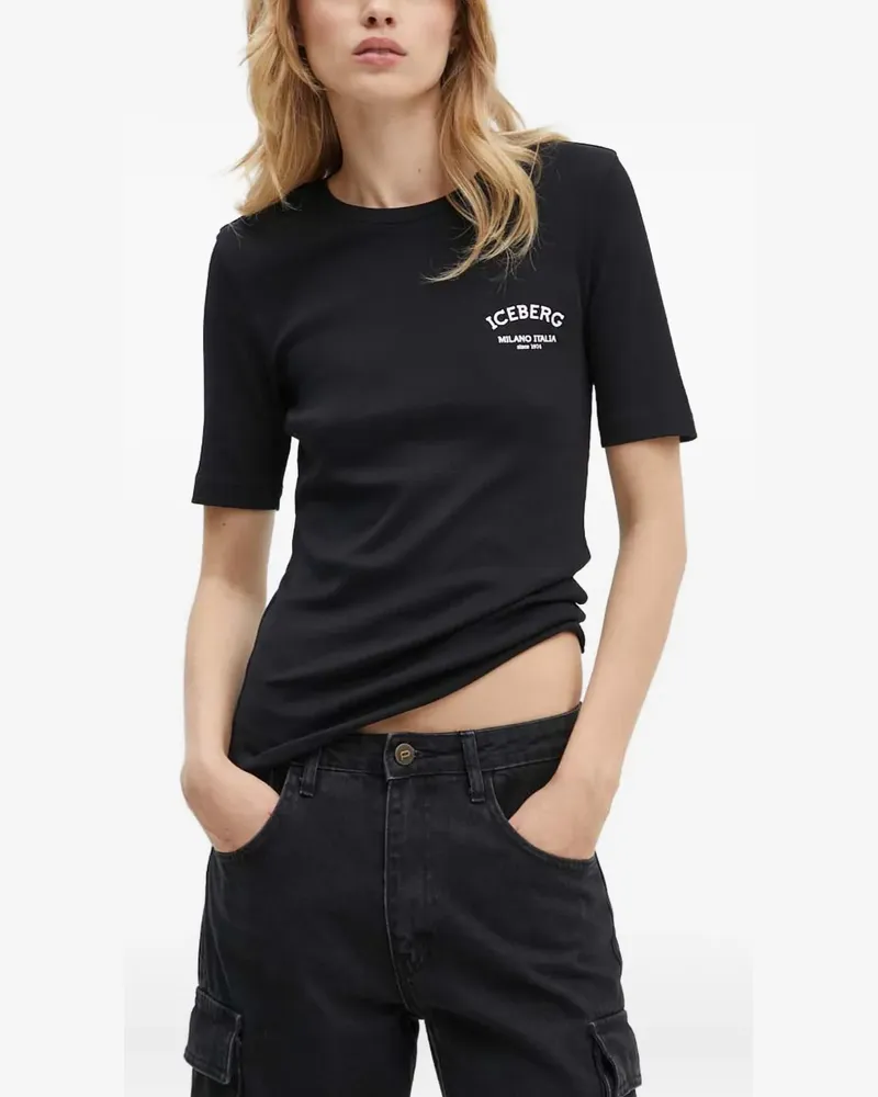 Iceberg T-Shirt mit Logo-Detail - Schwarz Schwarz