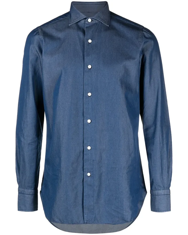 Finamore 1925 Langärmeliges Jeanshemd - Blau Blau