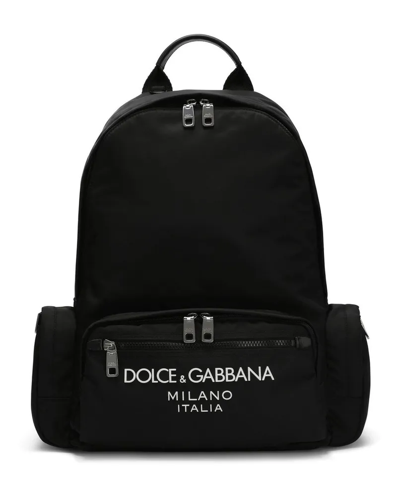 Dolce & Gabbana Rucksack mit Logo-Stempel - Schwarz Schwarz