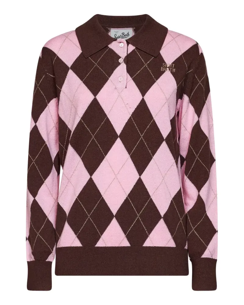 MC2 Saint Barth Hadidy wool and cashmere blend polo collar knit polo sweater - Braun Braun