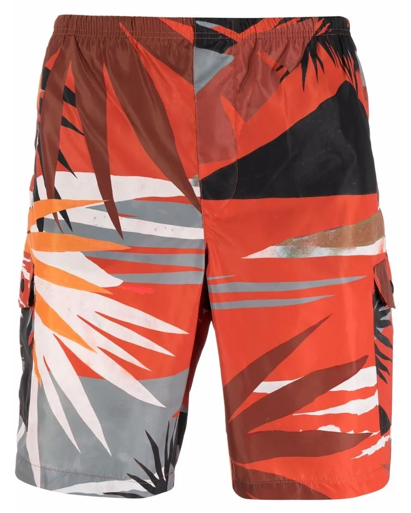 Palm Angels Badeshorts mit Hawaii-Print - Rot Rot