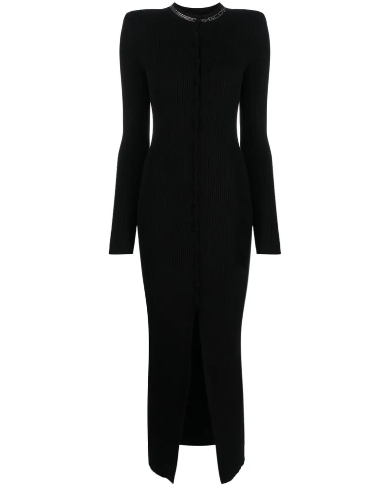 GCDS Geripptes Maxikleid - Schwarz Schwarz