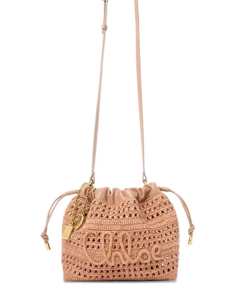 Chloé Summer Banana logo-embroidered woven mini bag - Nude Nude