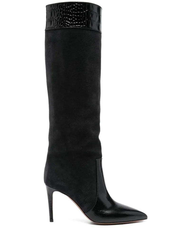 Paris Texas Stiefel mit Kroko-Effekt 85mm - Schwarz Schwarz