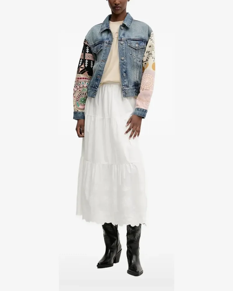 Desigual Bestickte Jeansjacke - Blau Blau