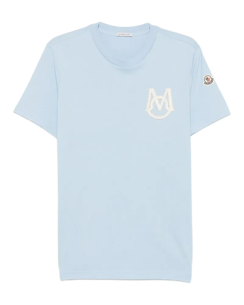 Moncler T-Shirt mit Logo-Patch - Blau Blau