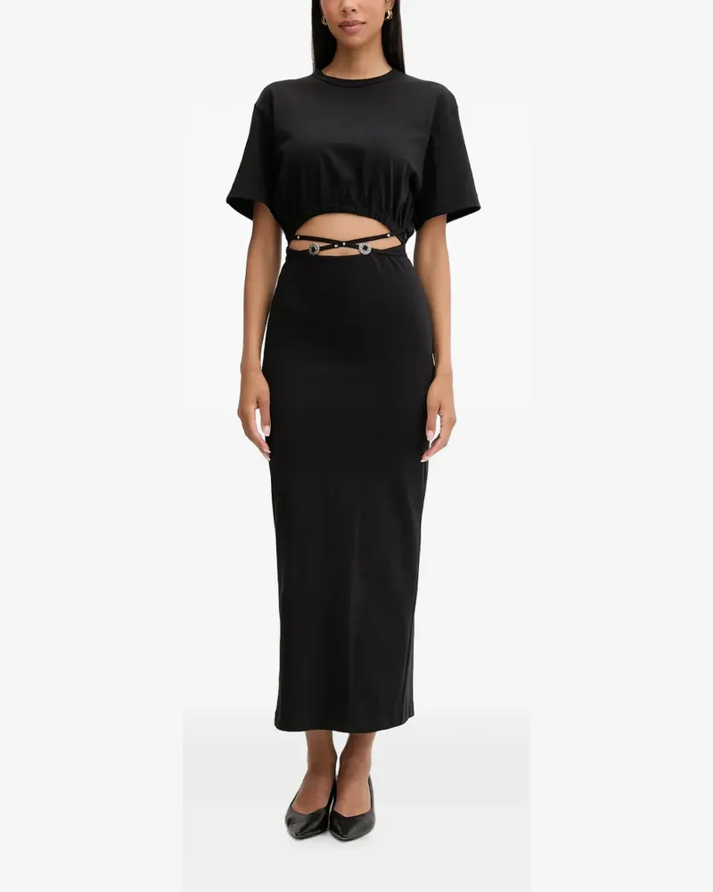 Pinko cut-out embellished-detail midi dress - Schwarz Schwarz