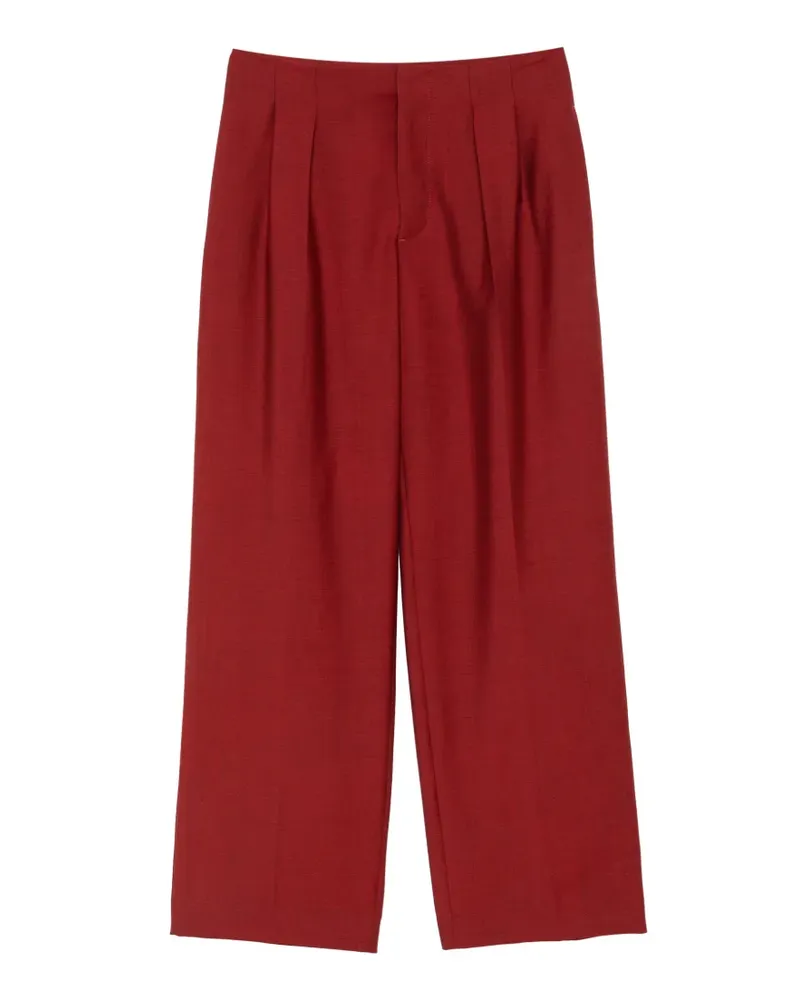 Lacoste Bundfaltenhose mit geradem Bein - Rot Rot
