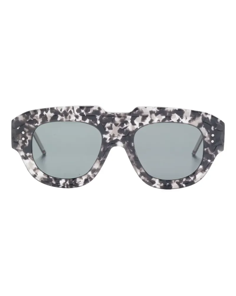 Thom Browne Sonnenbrille mit geometrischem Gestell - Schwarz Schwarz