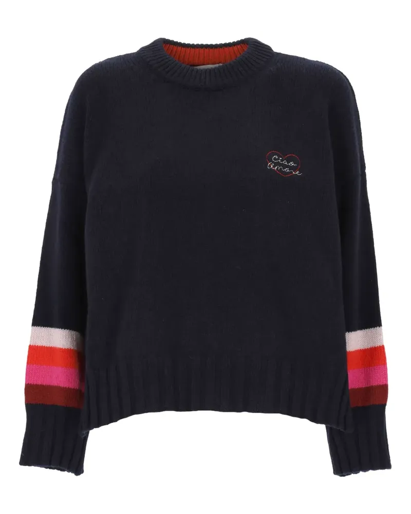 Giada Benincasa Rundhals-Pullover mit gestreiften Bündchen - Blau Blau