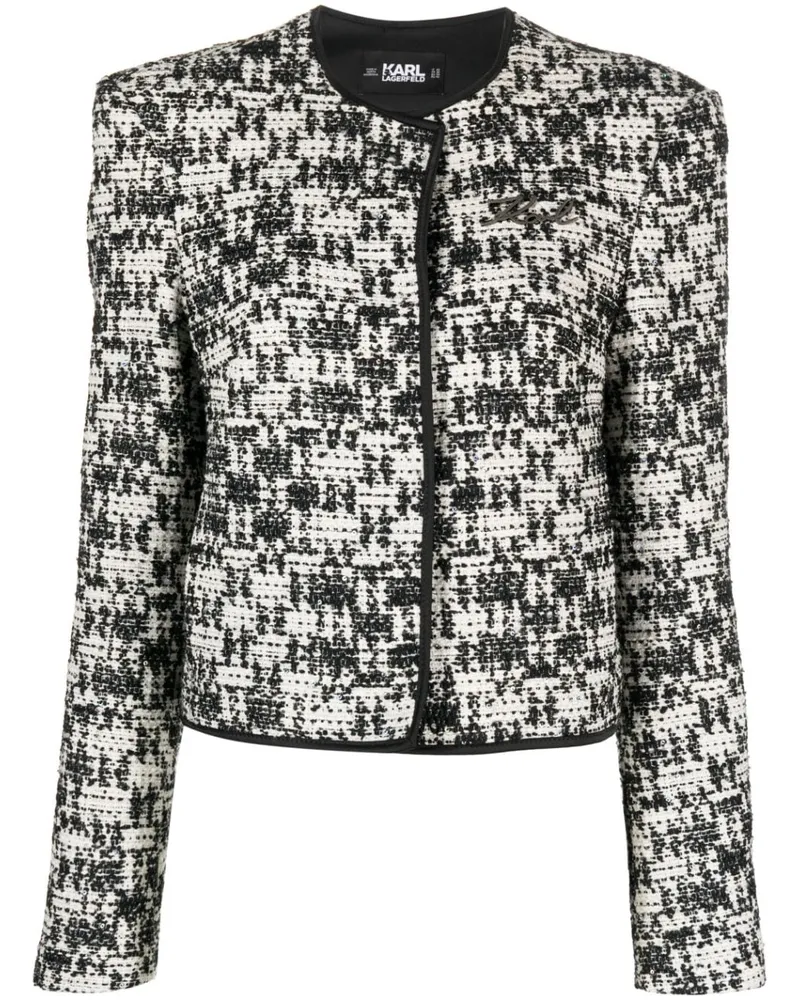 Karl Lagerfeld Bouclé-Jacke mit Logo - Schwarz Schwarz
