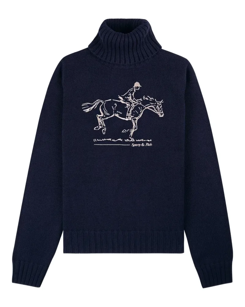 SPORTY & RICH illustration turtleneck sweater - Blau Blau