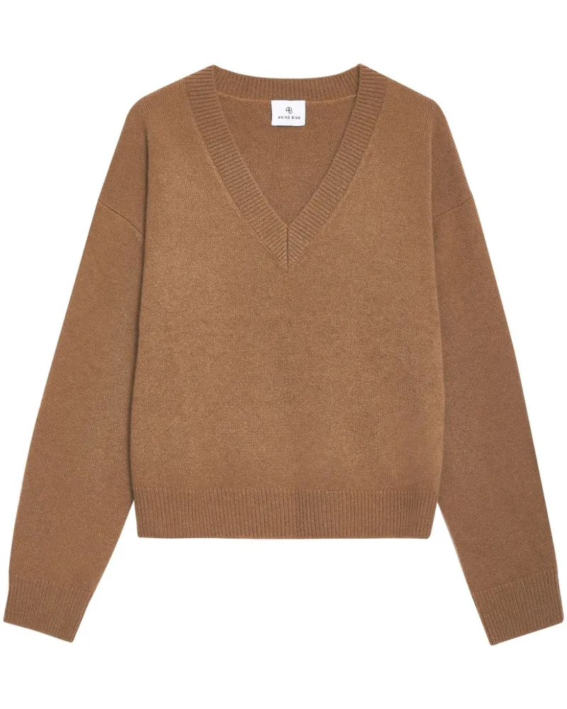 Anine Bing Lee Kaschmirpullover mit V-Ausschnitt Braun