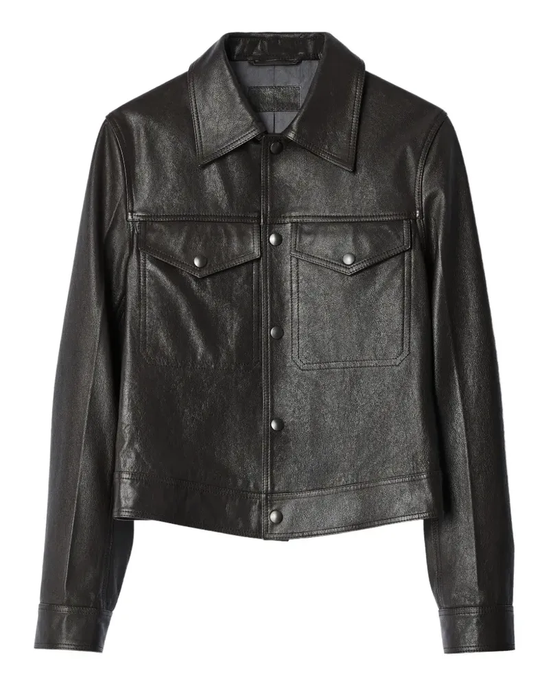 Christophe Lemaire Trucker-Jacke aus glänzendem Leder - Braun Braun