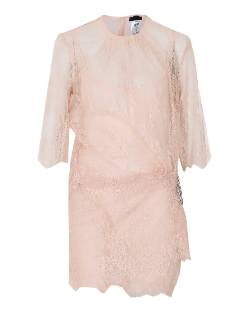 Liu Jo lace-overlay crystal-embellished dress - Rosa Rosa