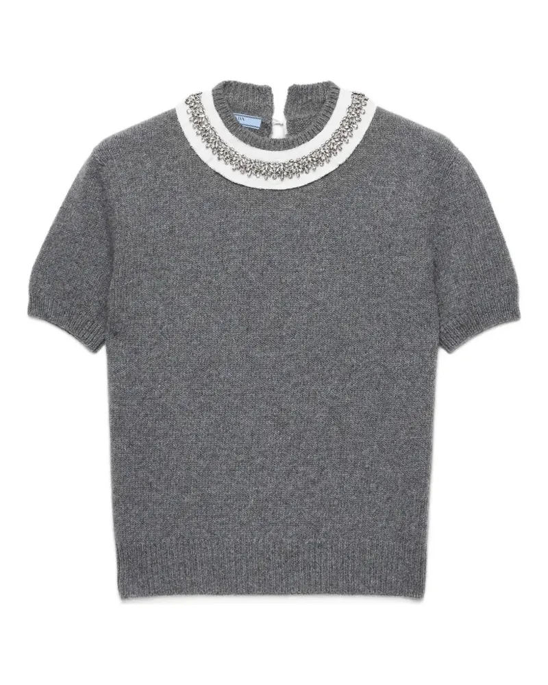 Prada short-sleeved wool and cashmere sweater - Grau Grau