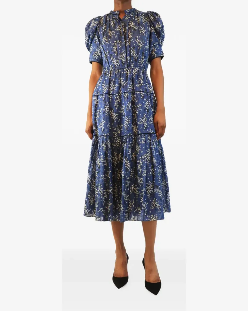 Ulla Johnson floral-print tiered midi dress - Blau Blau