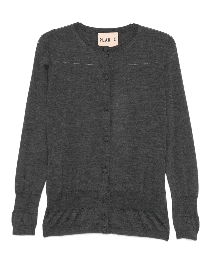PLAN C Cardigan mit Rüschenborte - Grau Grau