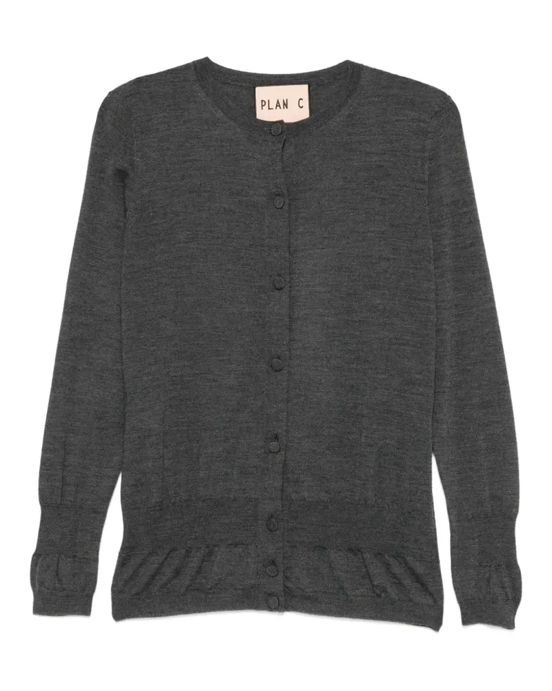 PLAN C Cardigan mit Rüschenborte - Grau Grau