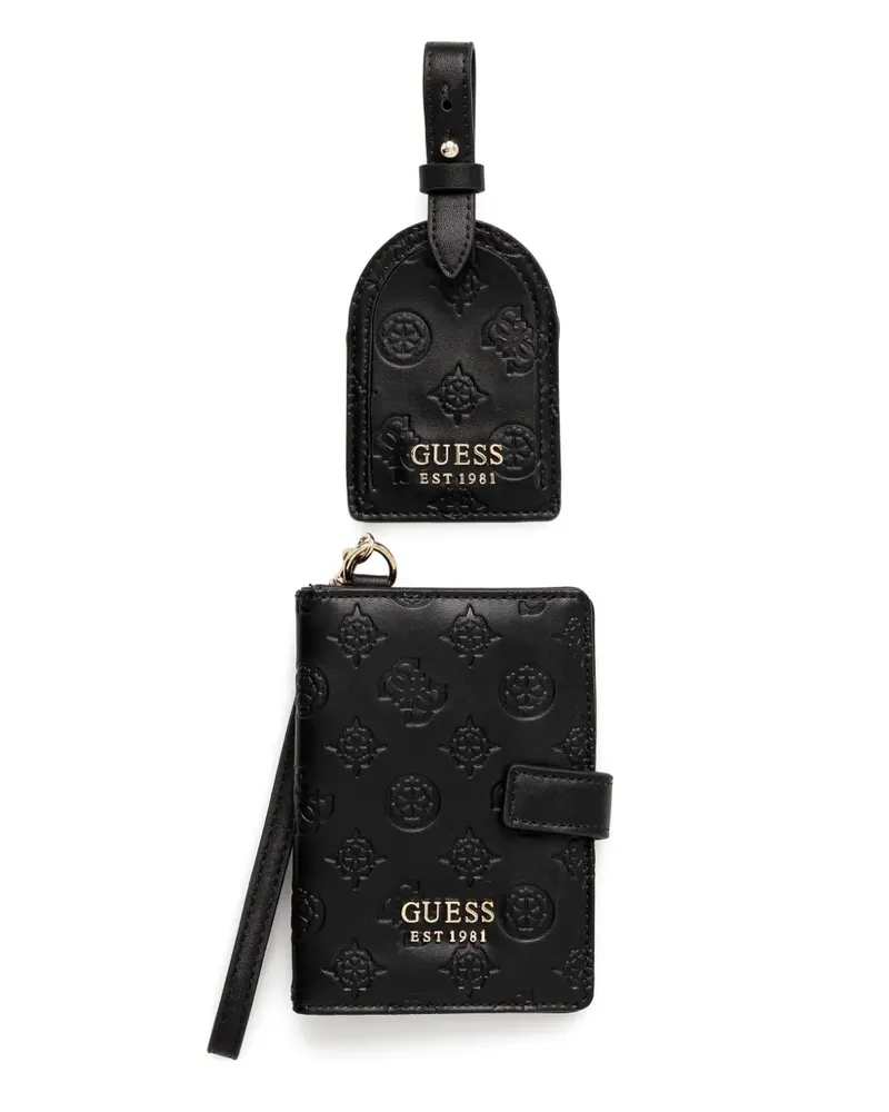 Guess Pass- und Gepäckanhänger-Set mit Logo-Prägung - Schwarz Schwarz