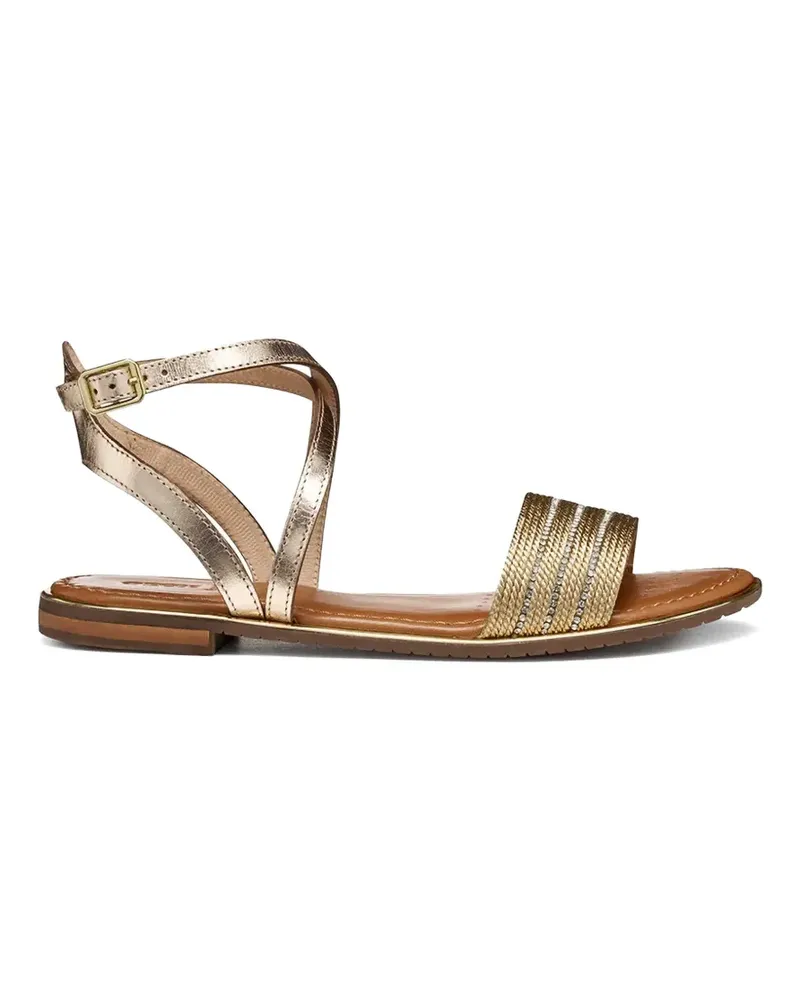 Geox crystal-embellished metallic-leather sandals - Gold Gold